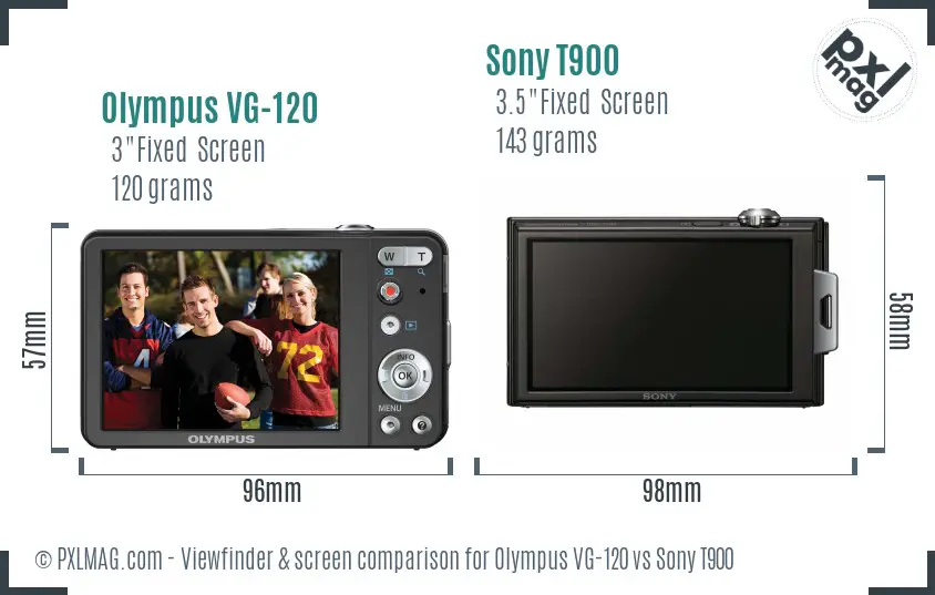 Olympus VG-120 vs Sony T900 Screen and Viewfinder comparison