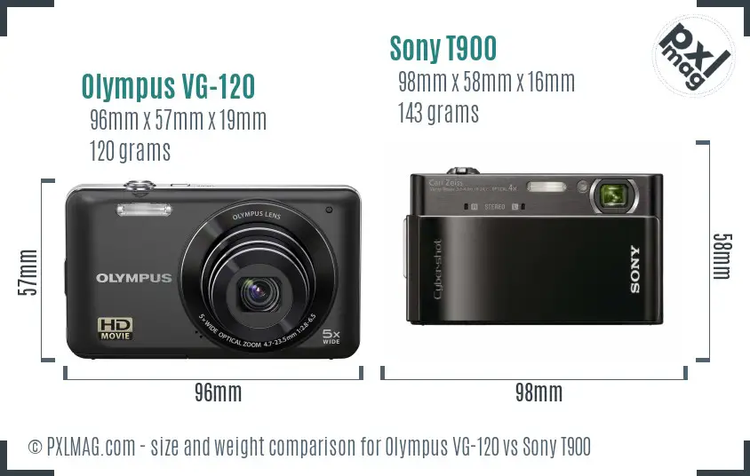 Olympus VG-120 vs Sony T900 size comparison