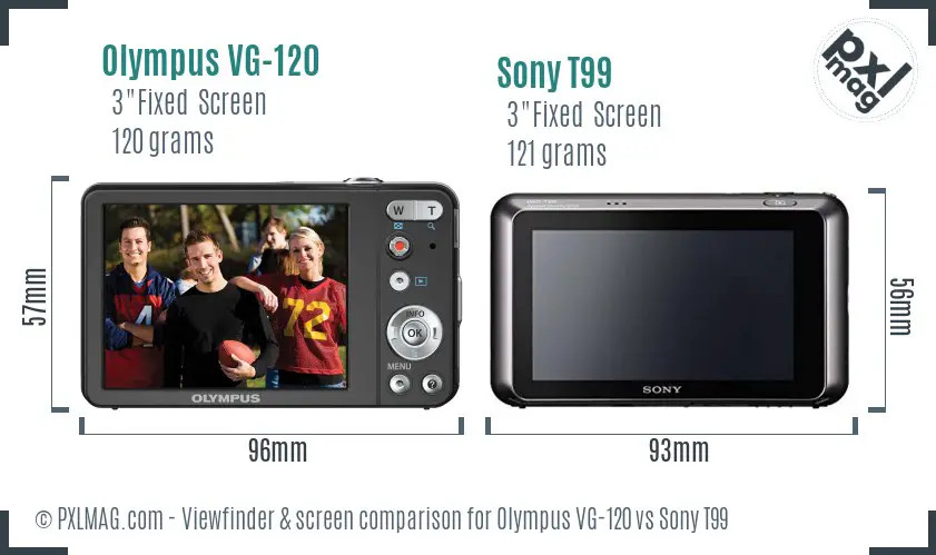 Olympus VG-120 vs Sony T99 Screen and Viewfinder comparison