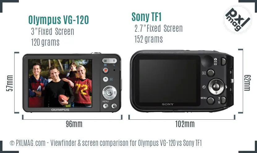 Olympus VG-120 vs Sony TF1 Screen and Viewfinder comparison