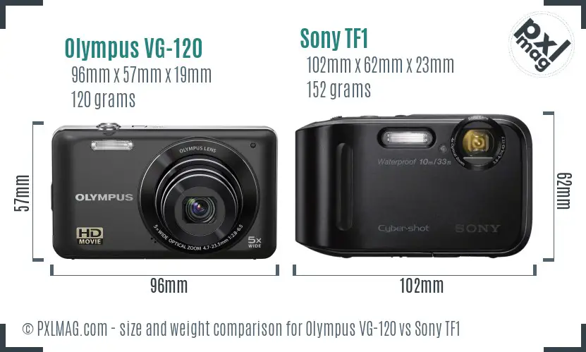 Olympus VG-120 vs Sony TF1 size comparison