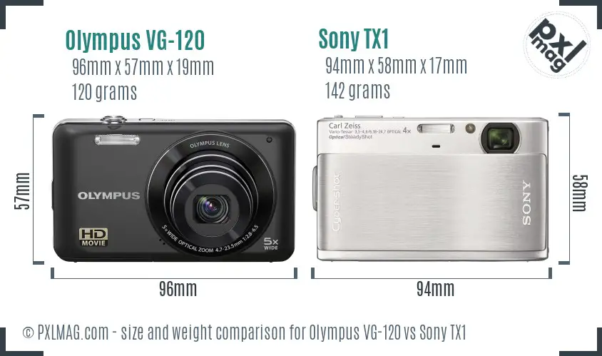 Olympus VG-120 vs Sony TX1 size comparison