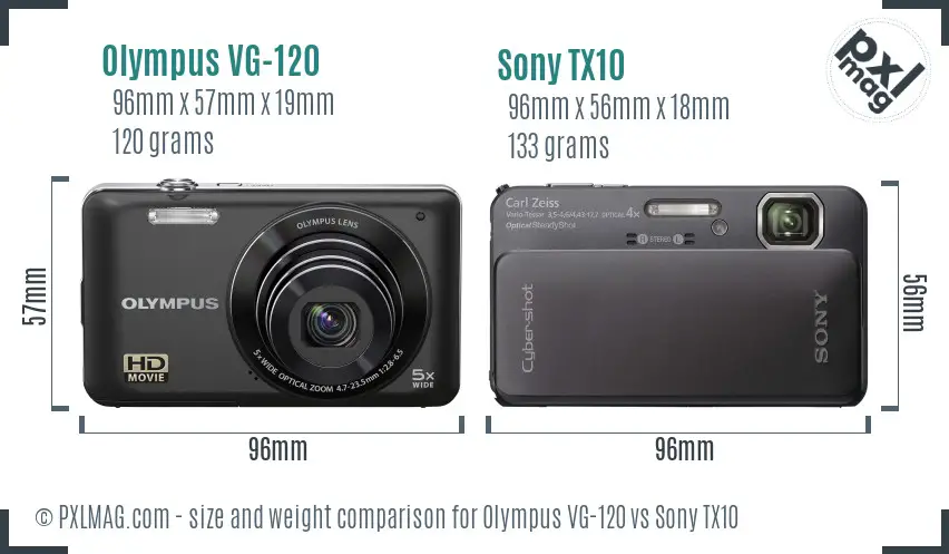 Olympus VG-120 vs Sony TX10 size comparison