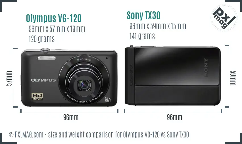 Olympus VG-120 vs Sony TX30 size comparison
