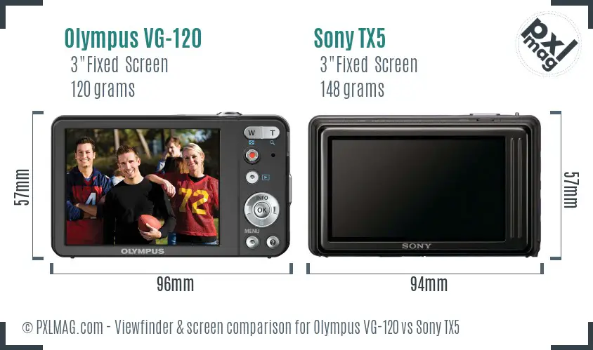 Olympus VG-120 vs Sony TX5 Screen and Viewfinder comparison