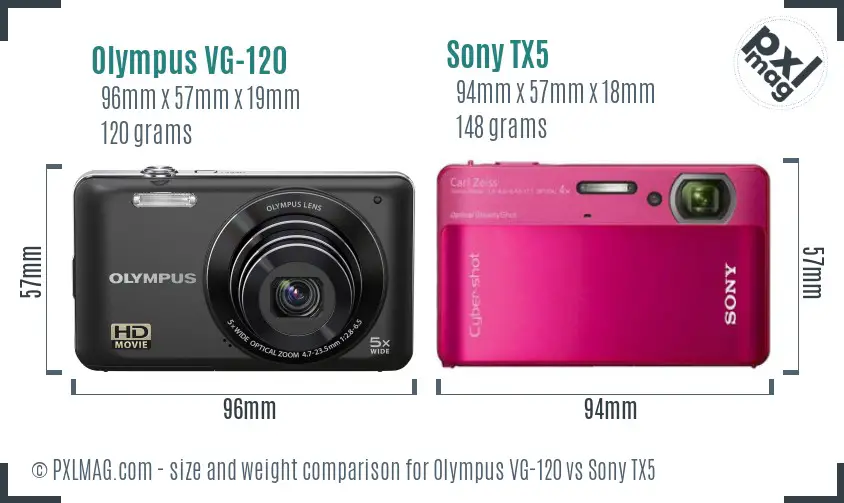 Olympus VG-120 vs Sony TX5 size comparison