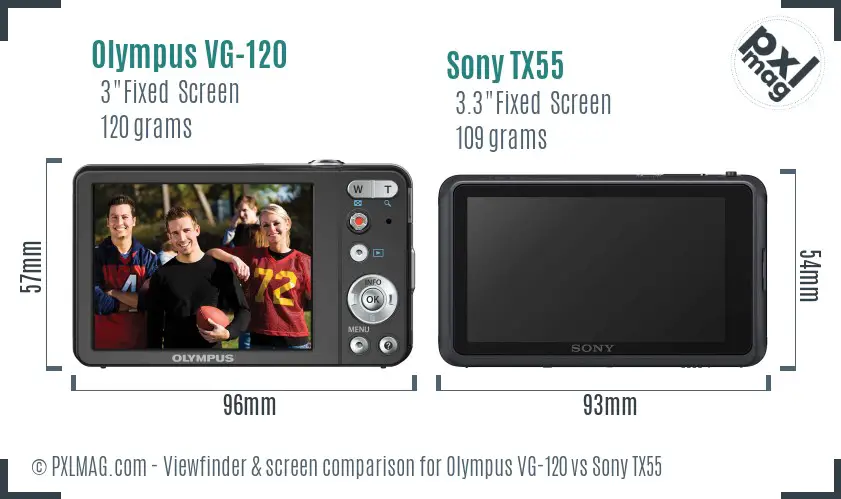 Olympus VG-120 vs Sony TX55 Screen and Viewfinder comparison