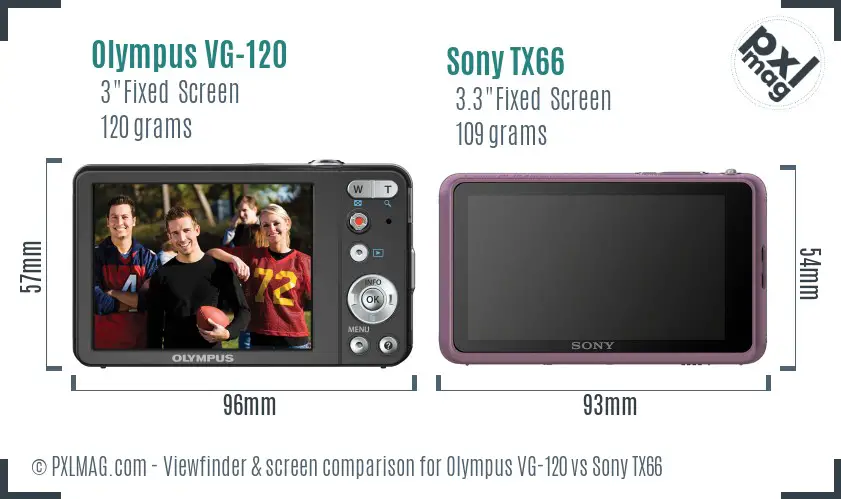 Olympus VG-120 vs Sony TX66 Screen and Viewfinder comparison