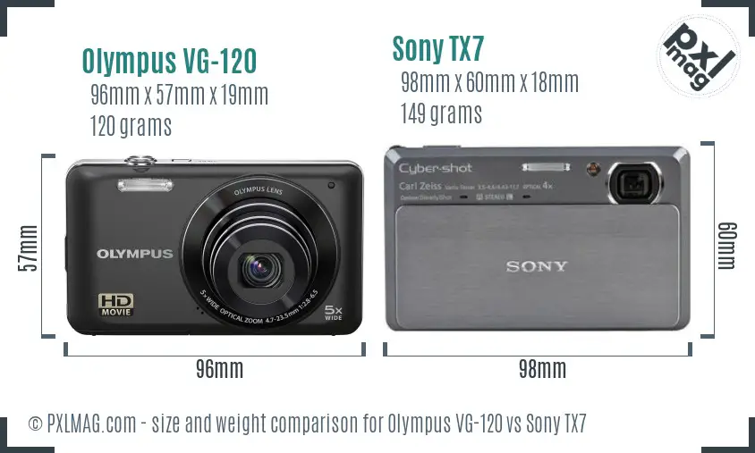 Olympus VG-120 vs Sony TX7 size comparison