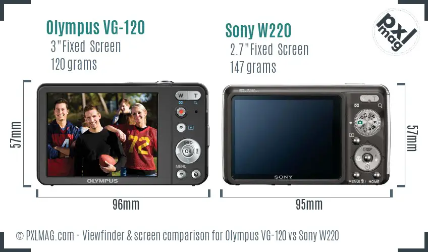 Olympus VG-120 vs Sony W220 Screen and Viewfinder comparison