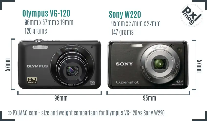 Olympus VG-120 vs Sony W220 size comparison