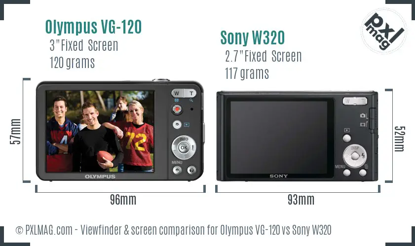 Olympus VG-120 vs Sony W320 Screen and Viewfinder comparison