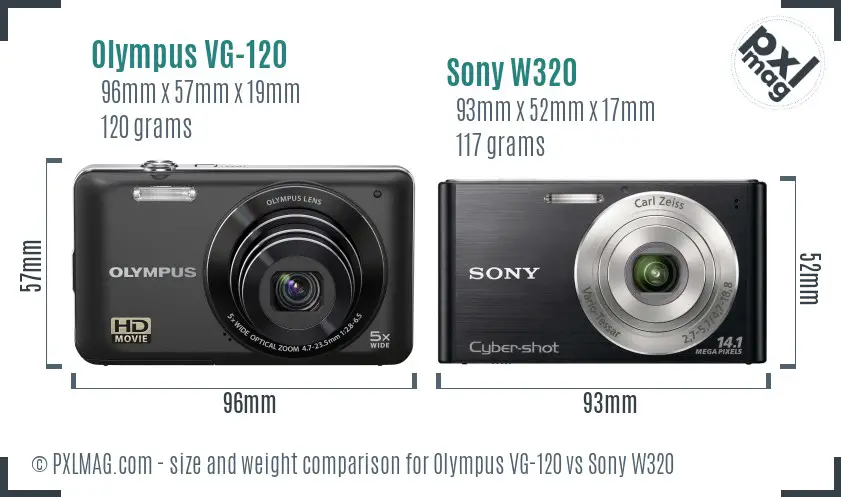 Olympus VG-120 vs Sony W320 size comparison