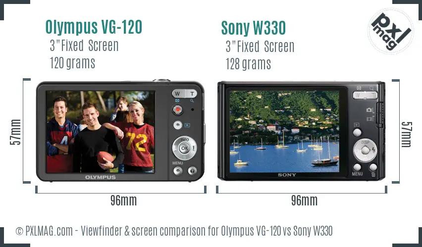Olympus VG-120 vs Sony W330 Screen and Viewfinder comparison