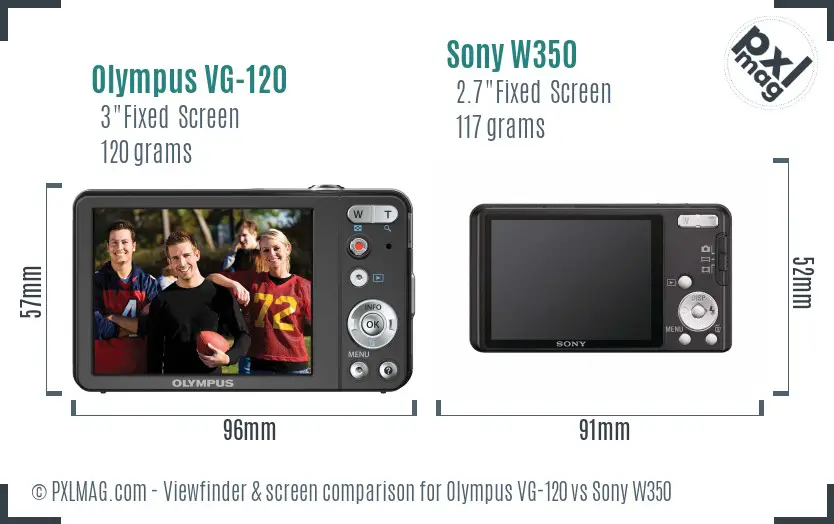 Olympus VG-120 vs Sony W350 Screen and Viewfinder comparison