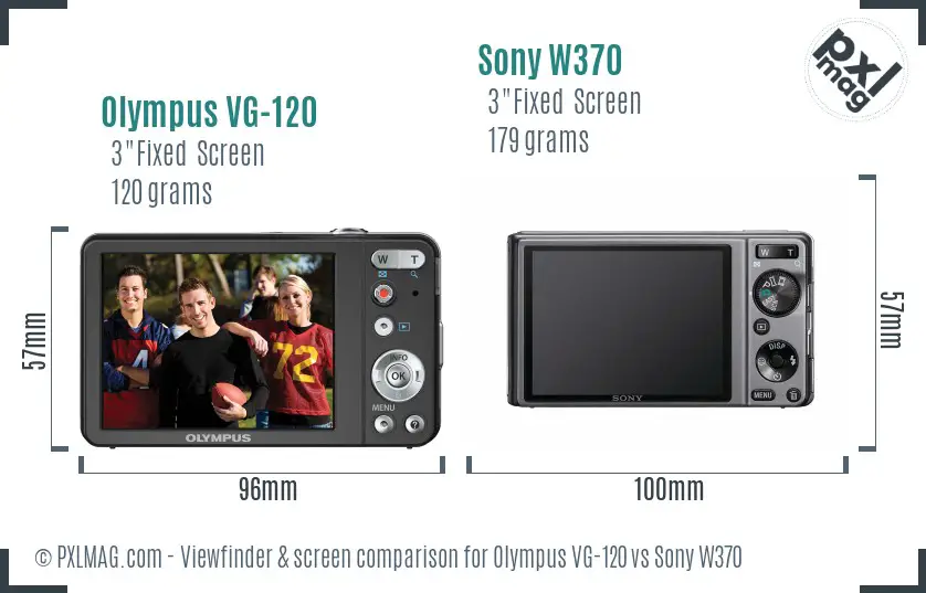 Olympus VG-120 vs Sony W370 Screen and Viewfinder comparison