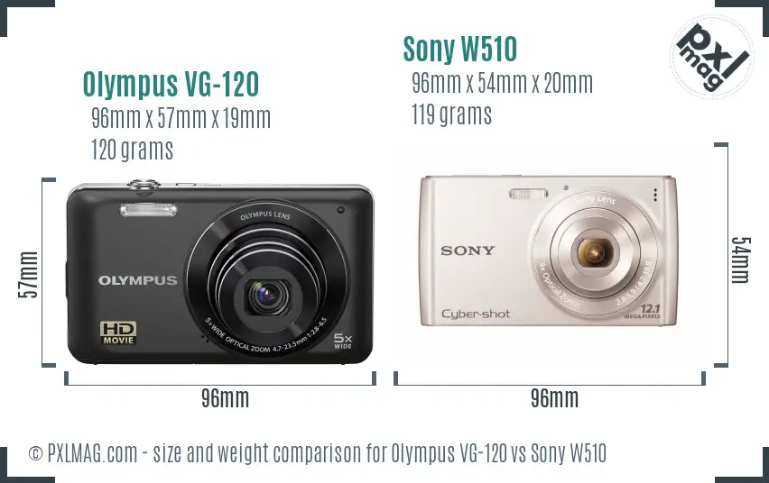 Olympus VG-120 vs Sony W510 size comparison