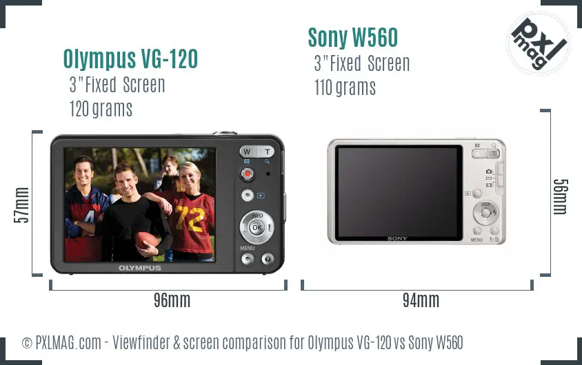 Olympus VG-120 vs Sony W560 Screen and Viewfinder comparison