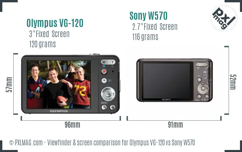 Olympus VG-120 vs Sony W570 Screen and Viewfinder comparison