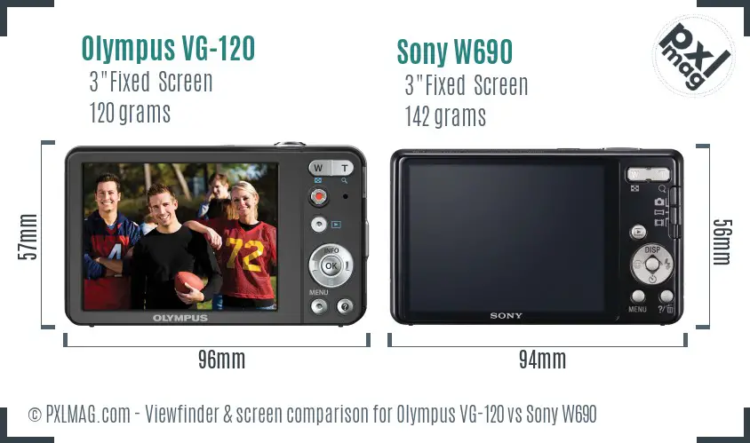 Olympus VG-120 vs Sony W690 Screen and Viewfinder comparison