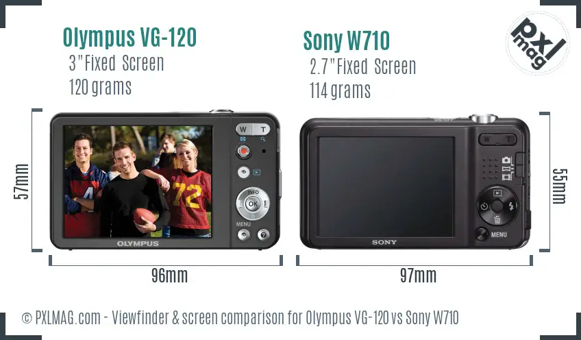Olympus VG-120 vs Sony W710 Screen and Viewfinder comparison