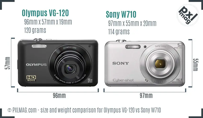 Olympus VG-120 vs Sony W710 size comparison