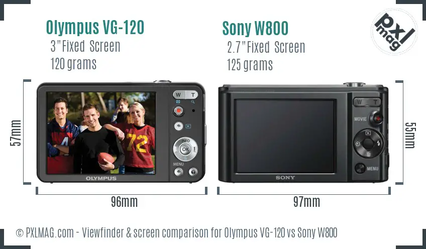 Olympus VG-120 vs Sony W800 Screen and Viewfinder comparison