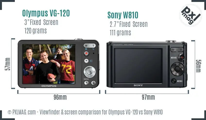 Olympus VG-120 vs Sony W810 Screen and Viewfinder comparison