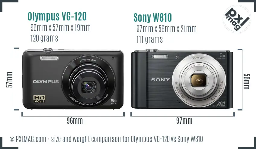 Olympus VG-120 vs Sony W810 size comparison