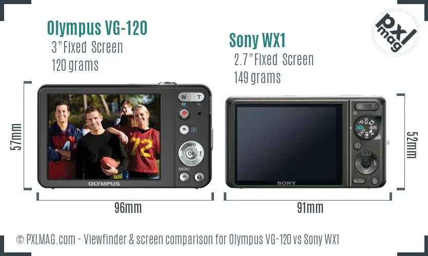 Olympus VG-120 vs Sony WX1 Screen and Viewfinder comparison
