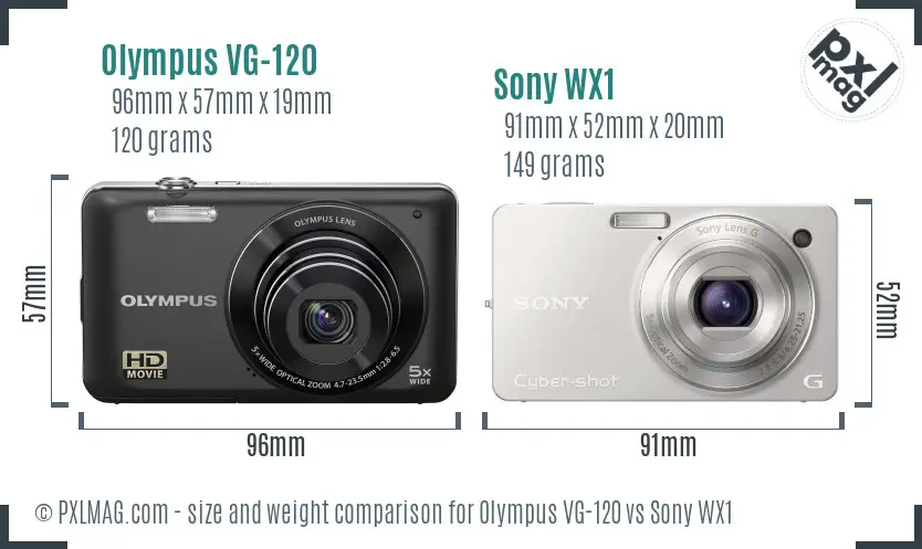Olympus VG-120 vs Sony WX1 size comparison
