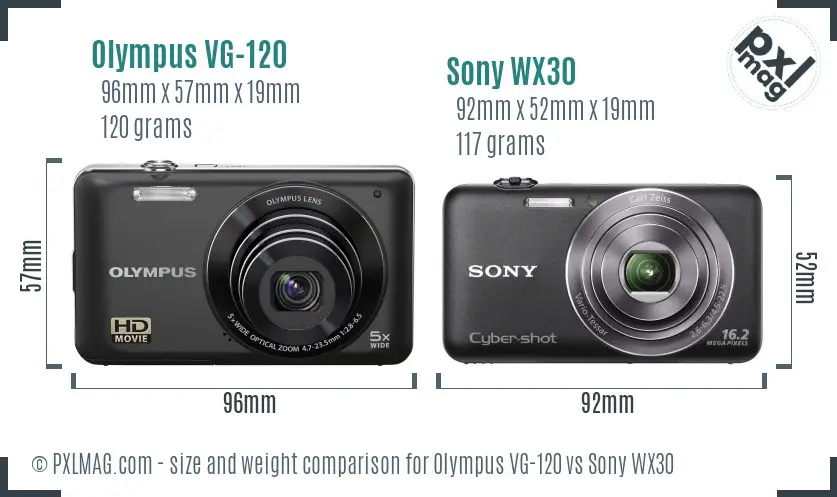 Olympus VG-120 vs Sony WX30 size comparison