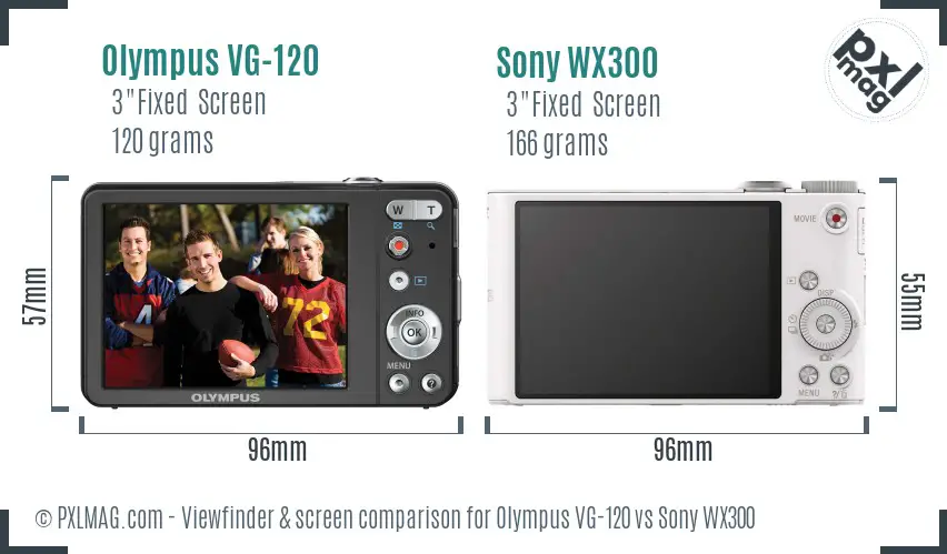 Olympus VG-120 vs Sony WX300 Screen and Viewfinder comparison