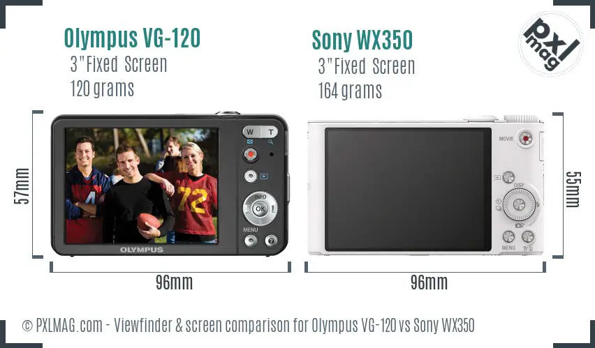 Olympus VG-120 vs Sony WX350 Screen and Viewfinder comparison