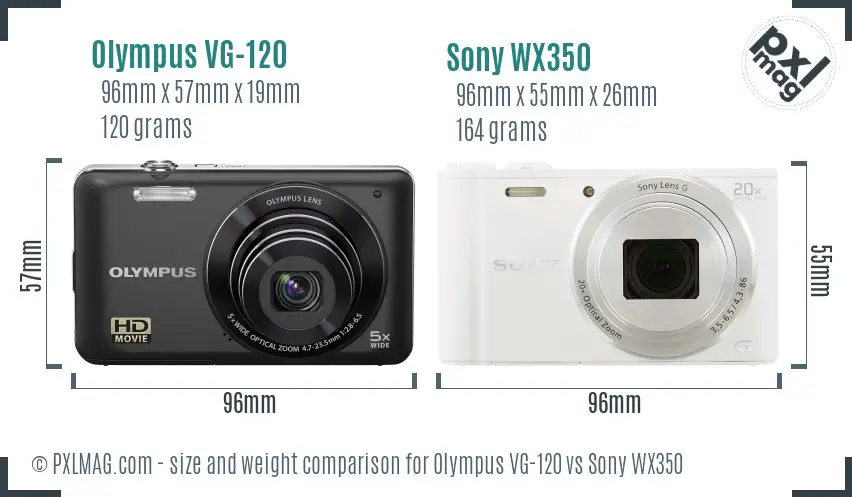 Olympus VG-120 vs Sony WX350 size comparison