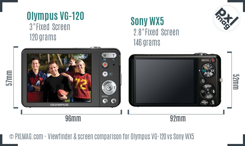 Olympus VG-120 vs Sony WX5 Screen and Viewfinder comparison