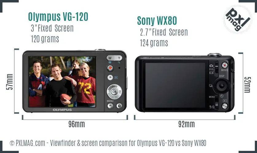 Olympus VG-120 vs Sony WX80 Screen and Viewfinder comparison