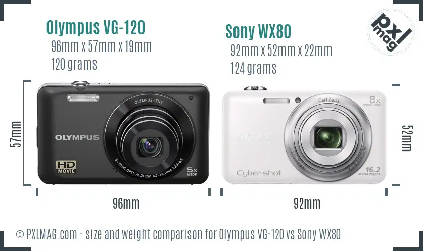 Olympus VG-120 vs Sony WX80 size comparison