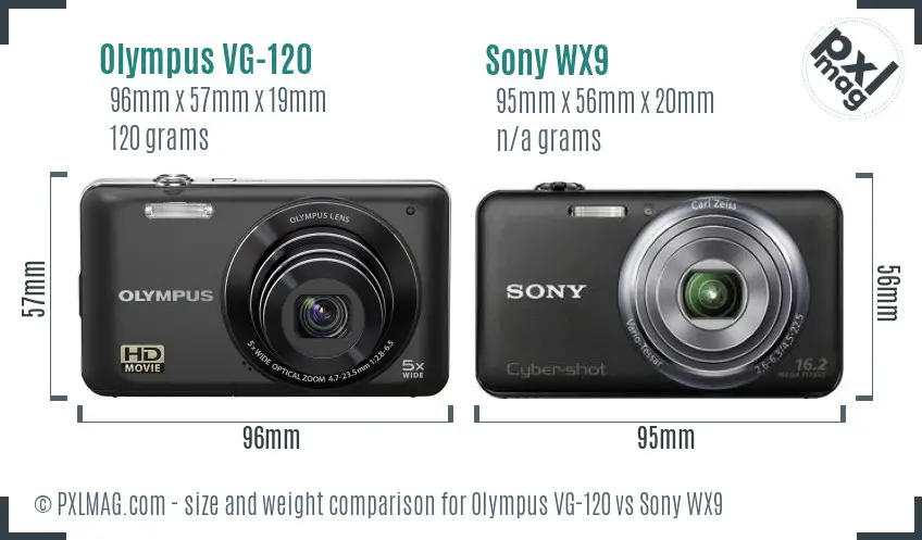 Olympus VG-120 vs Sony WX9 size comparison