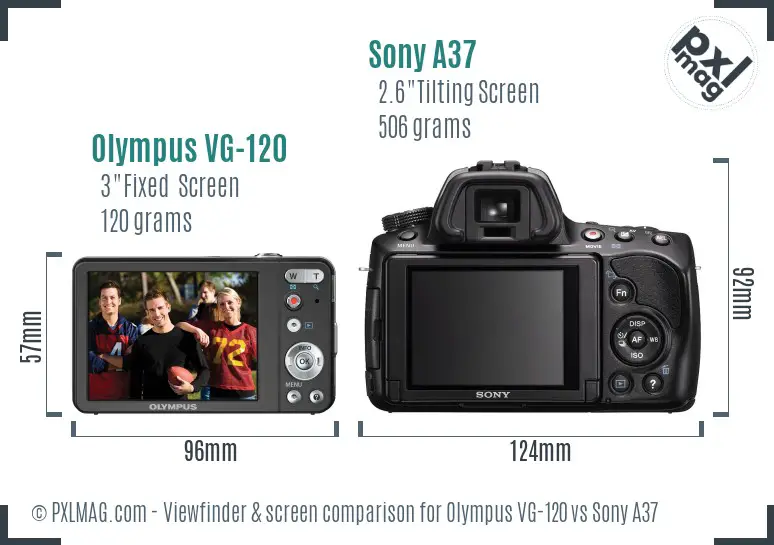 Olympus VG-120 vs Sony A37 Screen and Viewfinder comparison