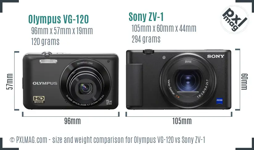Olympus VG-120 vs Sony ZV-1 size comparison
