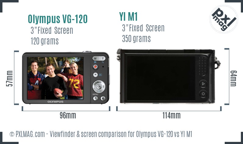 Olympus VG-120 vs YI M1 Screen and Viewfinder comparison