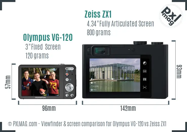 Olympus VG-120 vs Zeiss ZX1 Screen and Viewfinder comparison