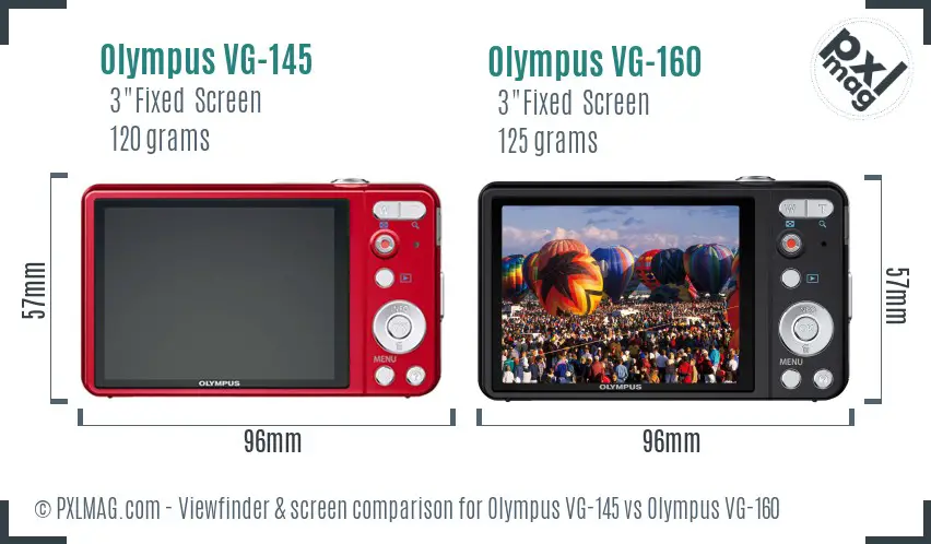 Olympus VG-145 vs Olympus VG-160 Screen and Viewfinder comparison