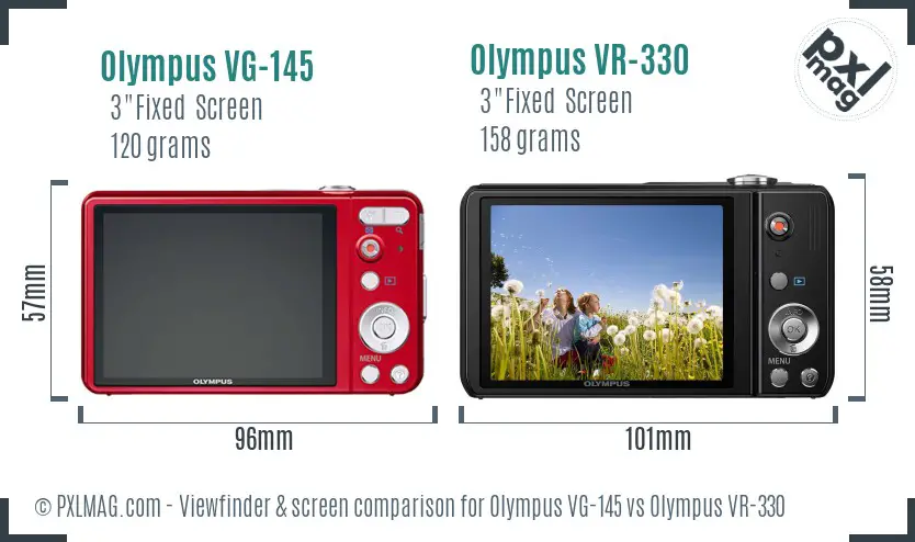 Olympus VG-145 vs Olympus VR-330 Screen and Viewfinder comparison