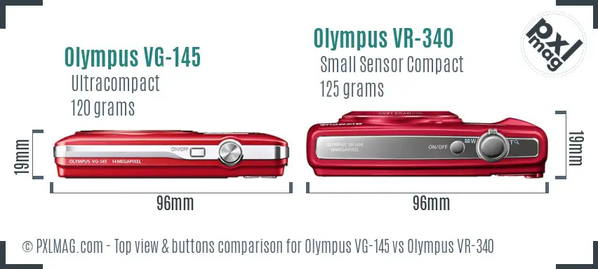Olympus VG-145 vs Olympus VR-340 top view buttons comparison