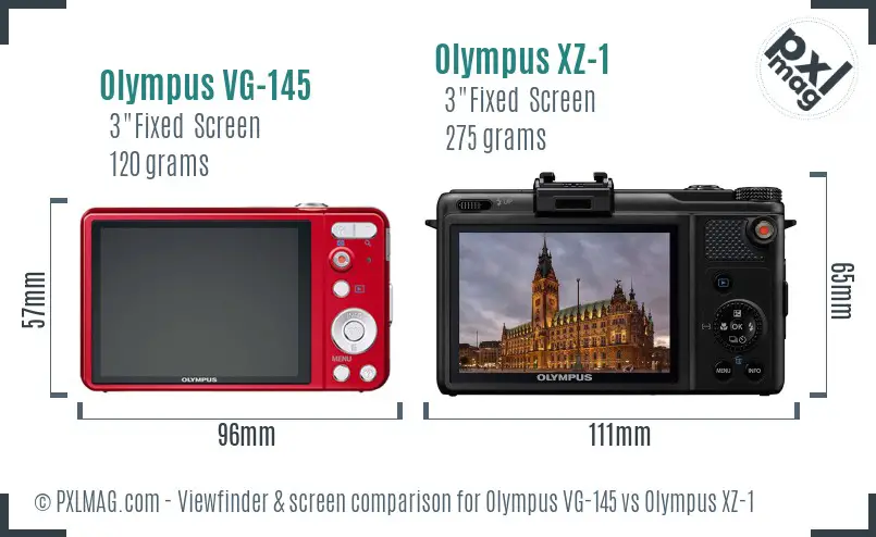 Olympus VG-145 vs Olympus XZ-1 Screen and Viewfinder comparison