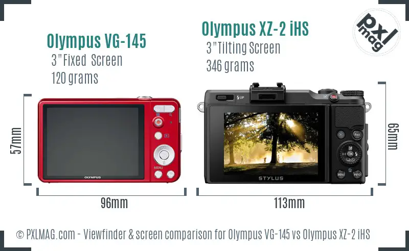 Olympus VG-145 vs Olympus XZ-2 iHS Screen and Viewfinder comparison