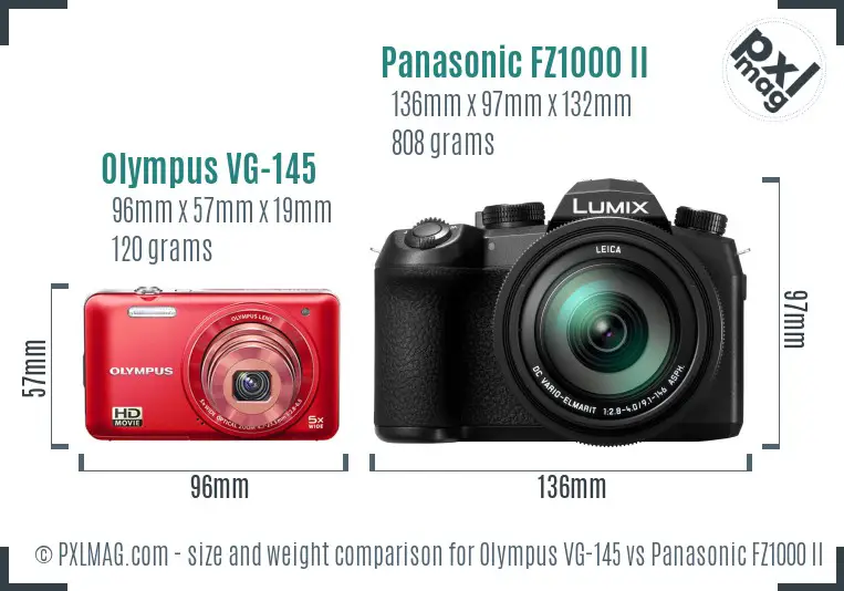 Olympus VG-145 vs Panasonic FZ1000 II size comparison