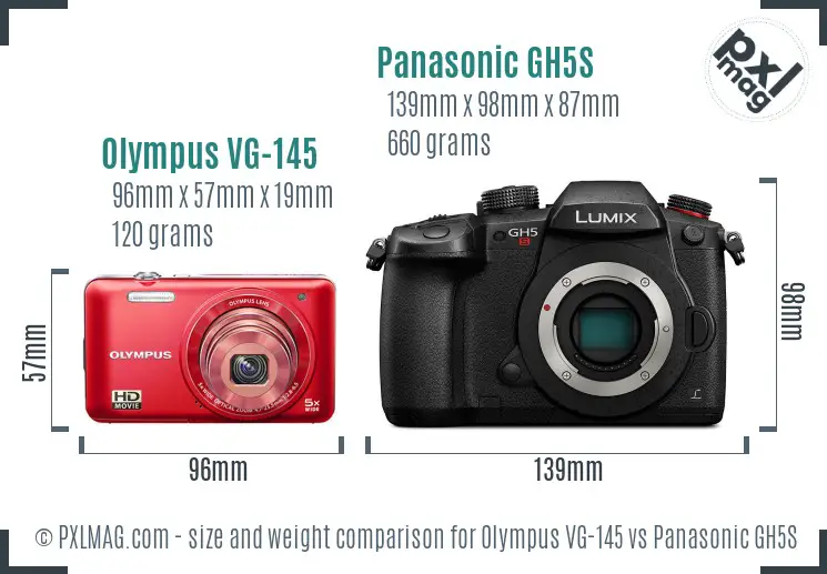 Olympus VG-145 vs Panasonic GH5S size comparison